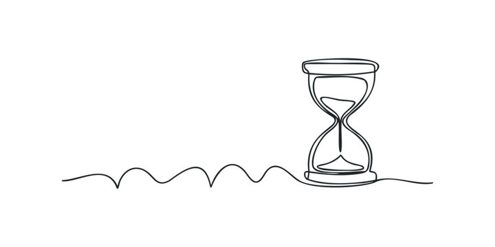 Hourglass with flowing sand and wavy line
