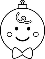 Cute gingerbread man Christmas ornament decoration outline vector. 
Holiday character ornament children's coloring pages and templates isolated.
Transparent background.