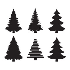 Fototapeta premium Collection of Various Pine Tree Silhouettes