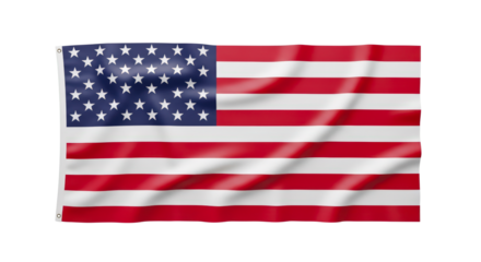 American flag waving gently isolated on transparent background