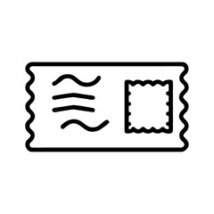 Simple illustration of a postcard design with stamp area and lines  