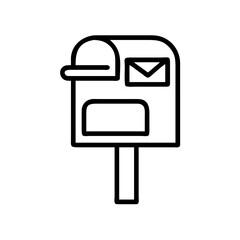 Postal mailbox icon in line art style with envelope details  