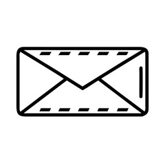 Air mail envelope with stripes in minimalist outline design  