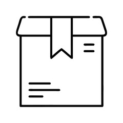 Simple line art illustration of a delivery box with ribbon  