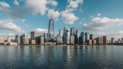 Fototapeta premium Sea View with Modern Skyscrapers Skyline