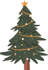 Decorated Christmas Tree with Star