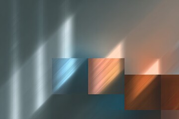 Abstract composition with gradients, angular shapes, and subtle lighting effects on a gray background