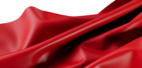 Vibrant red satin fabric flowing with elegant waves. Luxurious and dynamic textile for backgrounds...