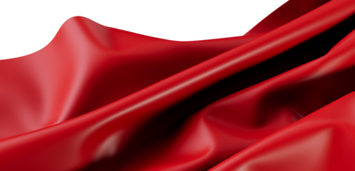 Vibrant red satin fabric flowing with elegant waves. Luxurious and dynamic textile for backgrounds and designs. Silk smooth texture.