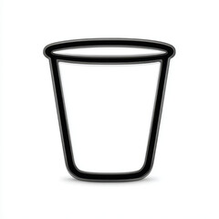 Minimalist Outline Empty Glass Icon, black and white, representing beverages and hydration with copy space