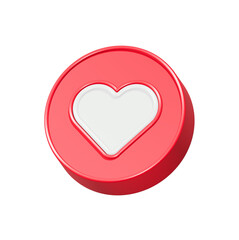  heart icon in red button 3d rendering design
