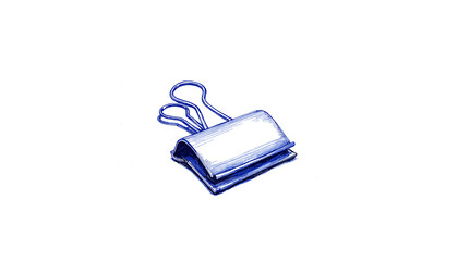 Blue binder clip cartoon illustration in simple design  