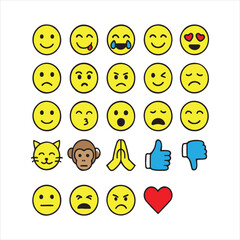Colorful emoji faces vector illustration.