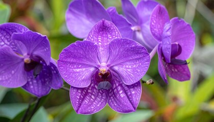 Close Up Purple Orchid Flowers.