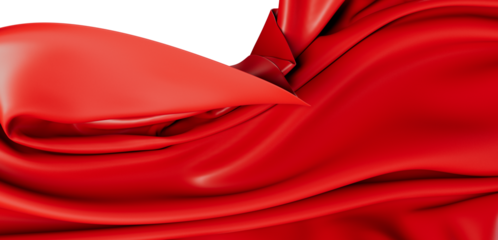 Vibrant red fabric with soft folds and curves, creating a dynamic and luxurious visual. Ideal for elegant backdrops and textile designs.