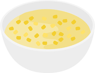 Bowl of Creamy Corn Soup Illustration
