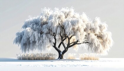 Winter Wonderland Snowy Tree Landscape.