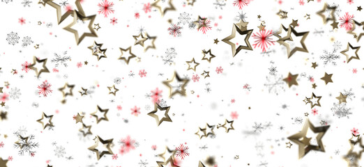 Sparkling festive holiday background featuring falling gold stars and snowflakes. Perfect for Christmas, winter, and celebration designs.