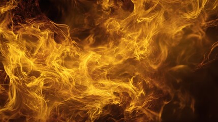 Blazing fire flame texture background with vivid yellow and orange tones, swirling heat, and intense glowing energy.