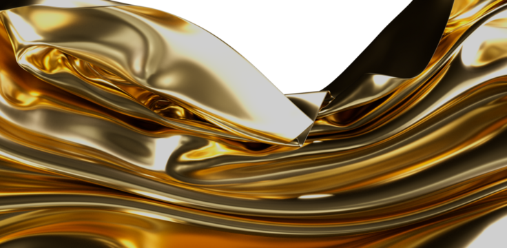 Abstract gold metallic cloth with folds and waves, perfect for luxury, wealth, and elegant design. Use it for website backgrounds, banners, and