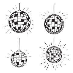 disco ball vector icons set