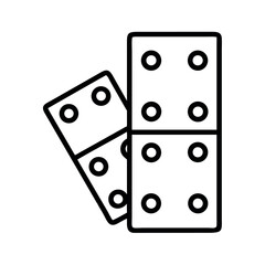 Two dominoes with six dots on each side stacked and angled