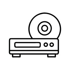 Simple line art icon of a compact disc player with a cd on top