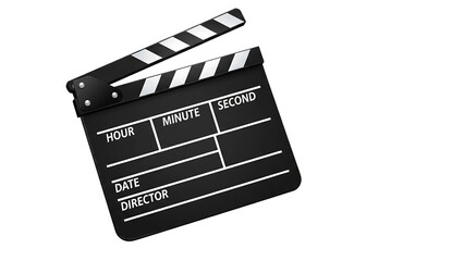 Classic Movie Clapboard or Film Slate Isolated on a Transparent Background for Video Production and Cinema
