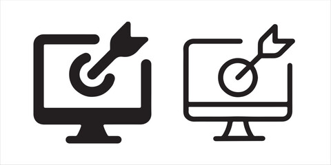 Reach your target audience with this modern computer screen icon, perfect for business, strategy, and online marketing materials to deliver impactful messaging vector illustration