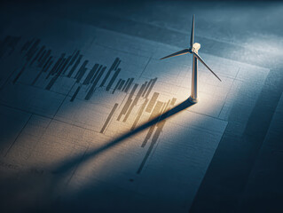This business financial stock market chart shows investment wealth and currency banking growth with a pen and paper document diagram