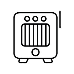 Simple line drawing of a portable electric space heater with controls