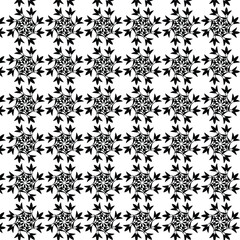 a seamless black and white floral pattern. It features a repeating design of stylized flowers and leaves on a white background. The pattern is commonly available as a vector graphic or as a print on f