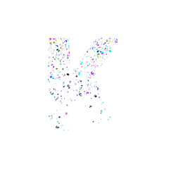 Letter K Made of Colorful Glitter Particles