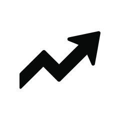 Upward trend arrow icon with jagged line on white background, format
