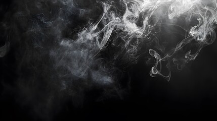 Wispy white smoke billows and swirls against a dark background.