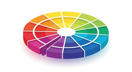 Obraz premium Color wheel isolated on white background, a fundamental tool for artists and designers, showcasing hues, tints, shades, and tones