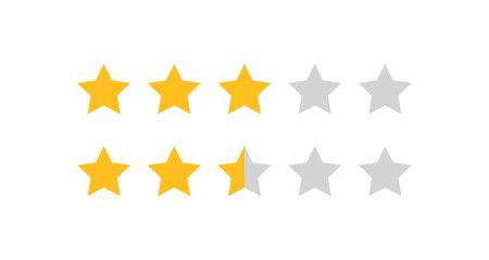 Minimalist star rating system with yellow and gray stars