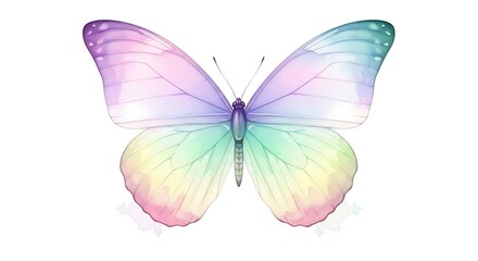 Obraz premium Pastel butterfly with delicate wings, showcasing a blend of soft colors isolated on white background a symbol of transformation and beauty
