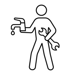 Plumber Icon outline illustration. Faucet Repair and Maintenance