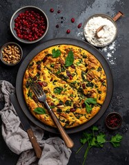 Delicious Savory Tart with Berries and Nuts.