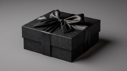 elegant black gift on gray background