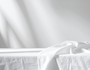 White Fabric Texture with Festive Shadows for Minimal Christmas Mockups