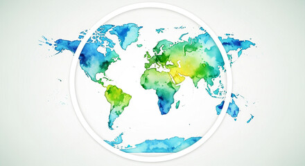 Watercolor world map illustration design for geography education and travel concept background art vector