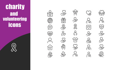 charity and volunteering icons set
