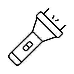 Simple hand drawn icon of a flashlight emitting light in a doodle style