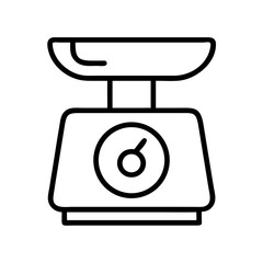 Simple line art icon of a vintage kitchen scale for measuring ingredients