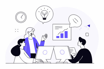 Collaborative Project Development Idea Generation Vector Illustration Creative Problem Solving in Business