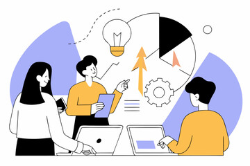 Project Planning and Idea Generation Creative Vector Illustration Teamwork for Business Development