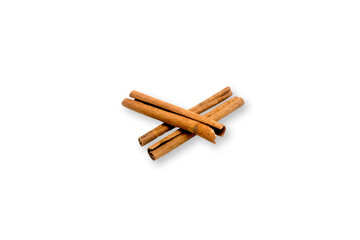 Four Cinnamon Sticks Isolated on White Background