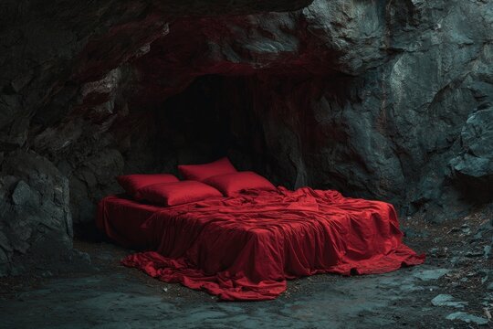 Red bed in a dark cave (2)